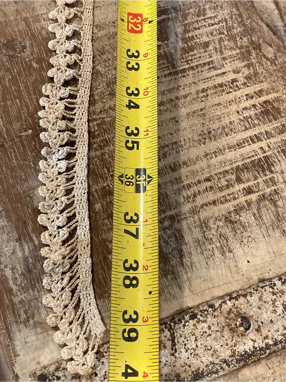 Vintage Crochet Trim Lace - Beige & Brown 39”